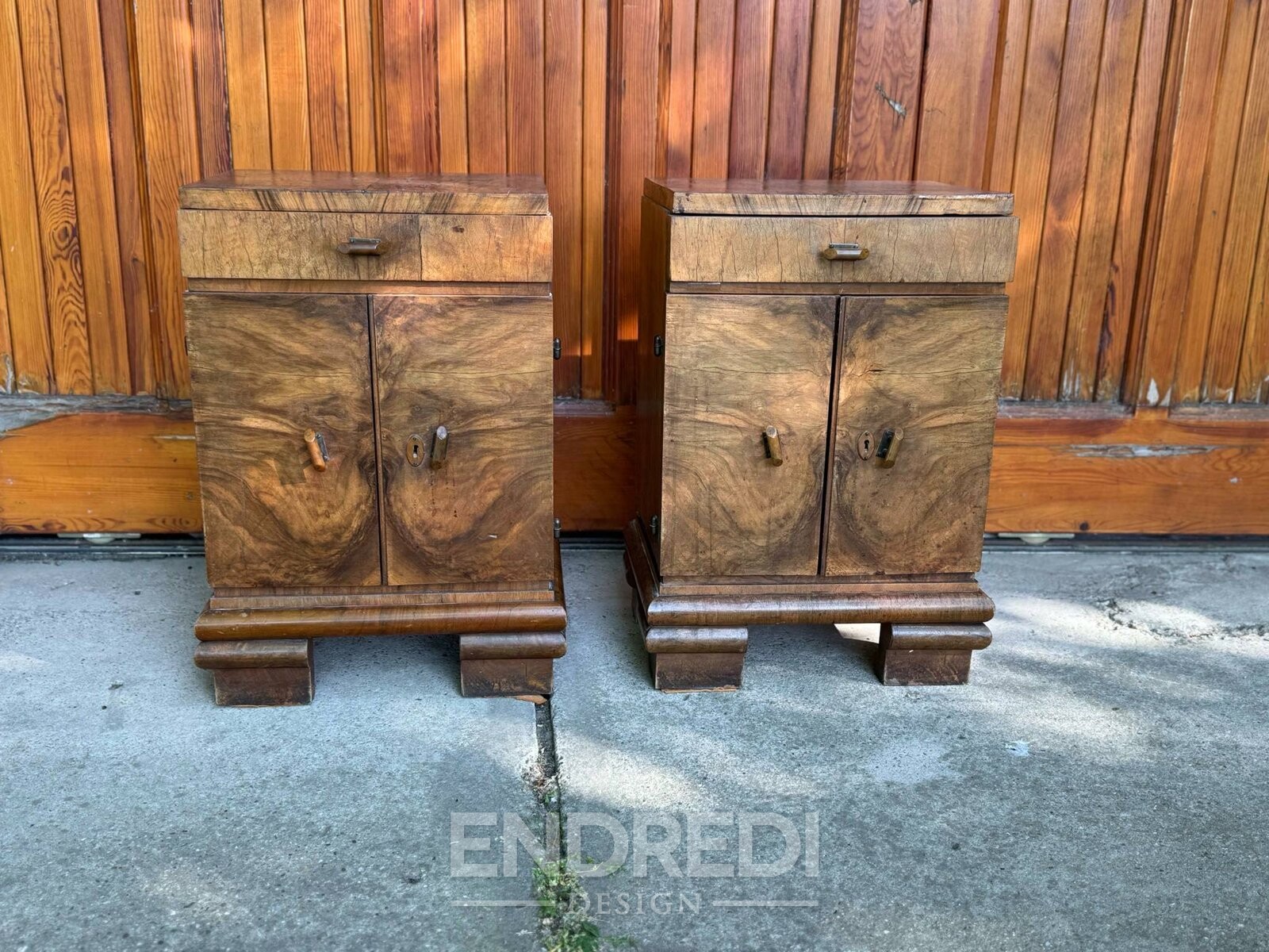 Osztrák art deco ládák dió furnér, 1920-as évek, 2 darabos szett - Image 2