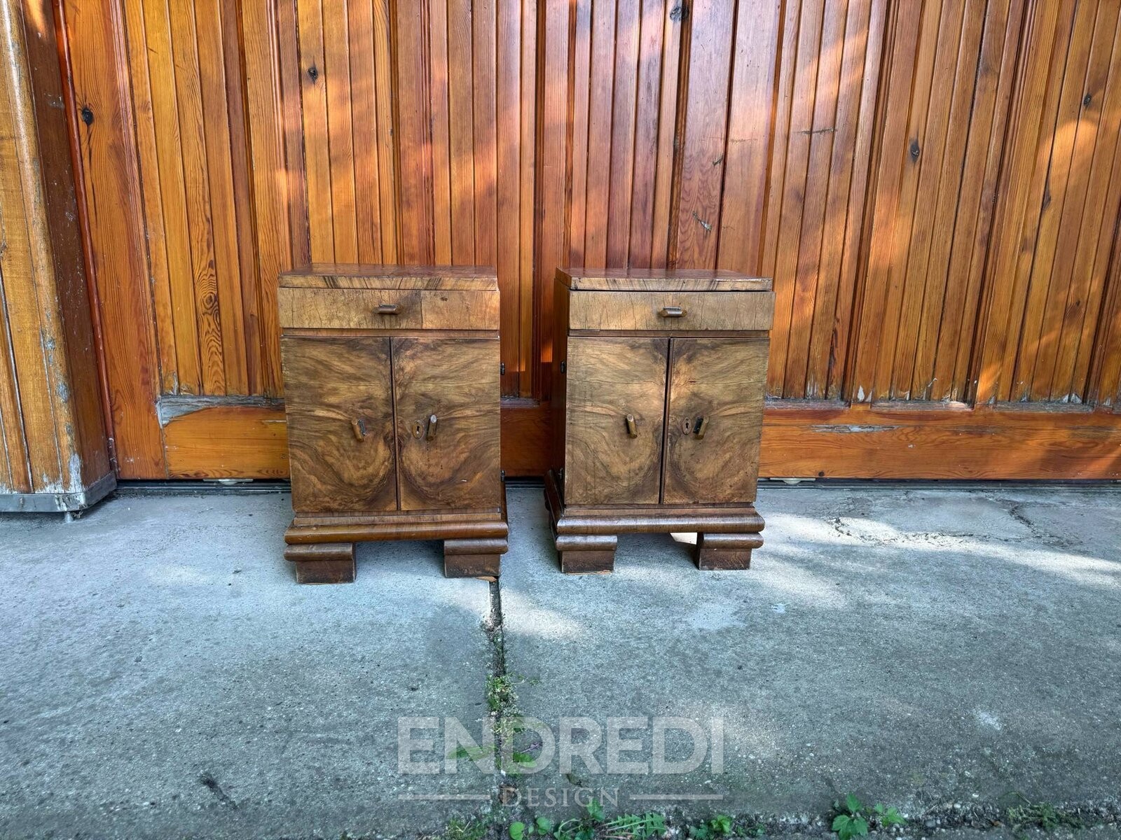 Osztrák art deco ládák dió furnér, 1920-as évek, 2 darabos szett - Image 6