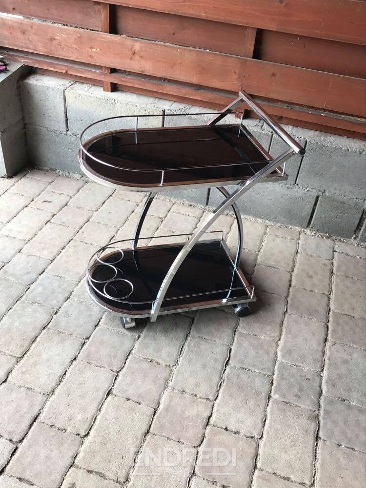Olasz üveg és króm zsúrkocsi, 1970-as évek - Image 2
