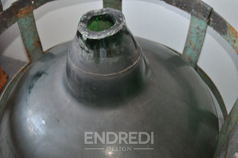 Nagy vintage üveg üveg — fémkosár - Image 3