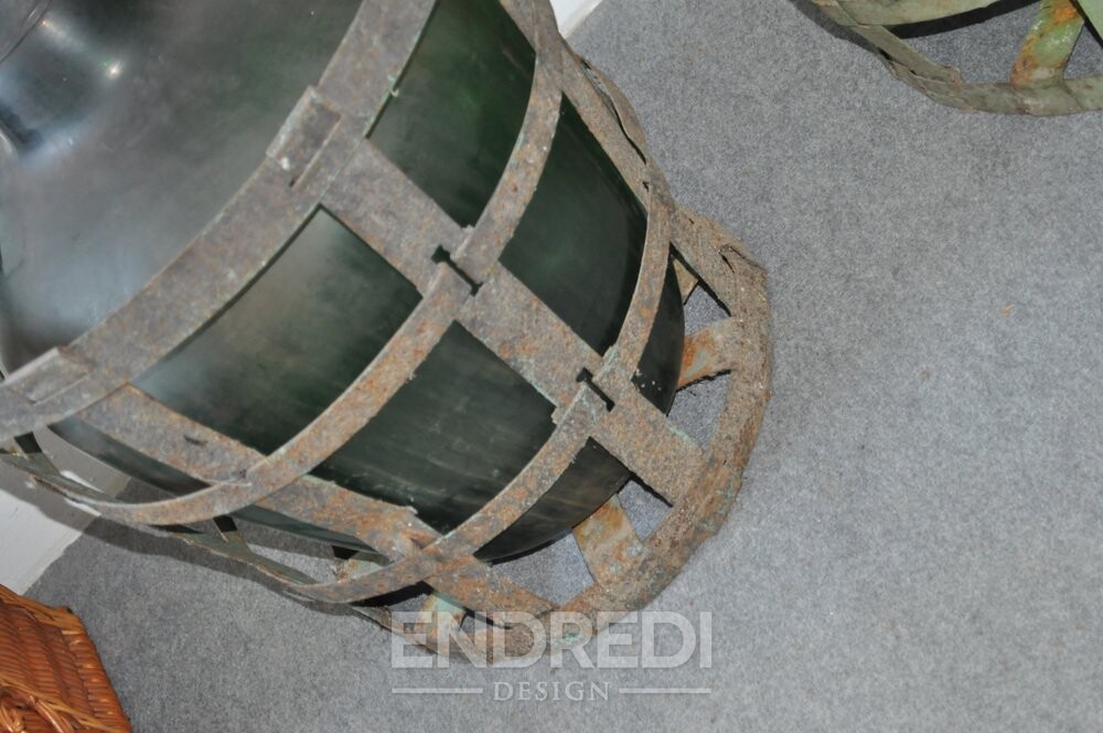 Nagy vintage üveg üveg — fémkosár - Image 4