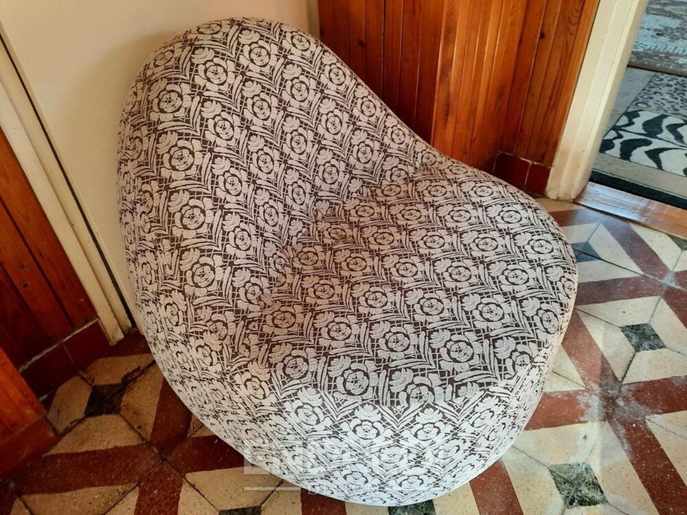 Mid-century karosszék — mintás szövet, 1970-as évek - Image 3
