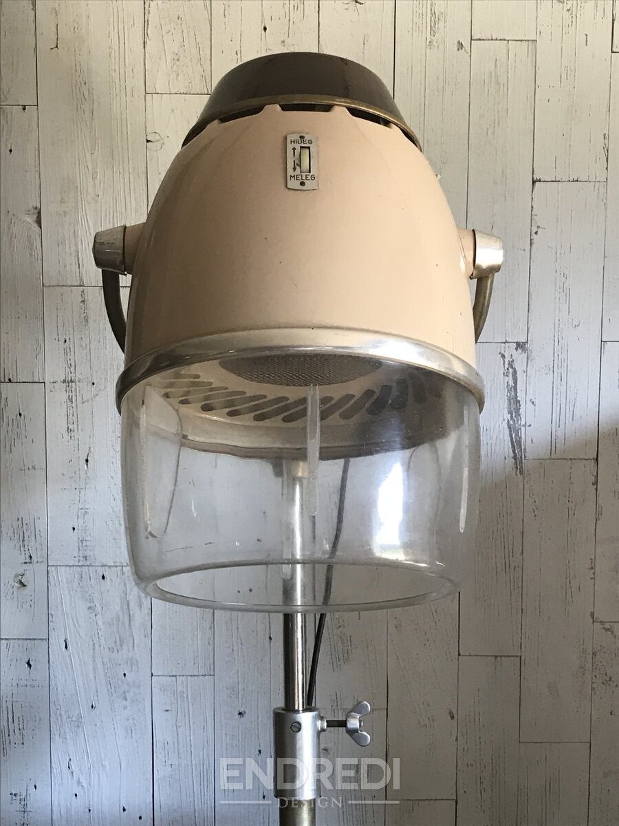 Mid-century bőr és fém Hairdresser's forgó szék, 1960-as évek - Image 7