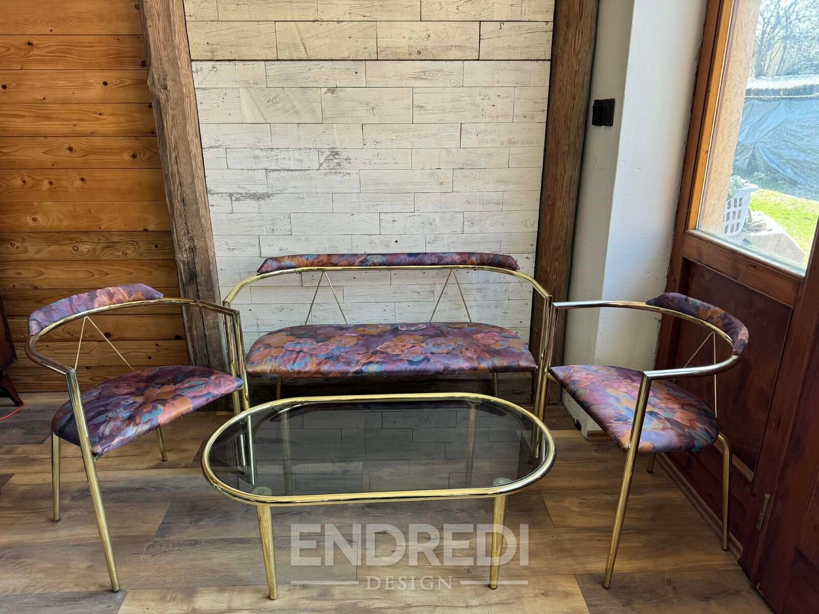 Mid-century modern ülőgarnitúra réz, 1960-as évek, 4 darabos szett - Image 2