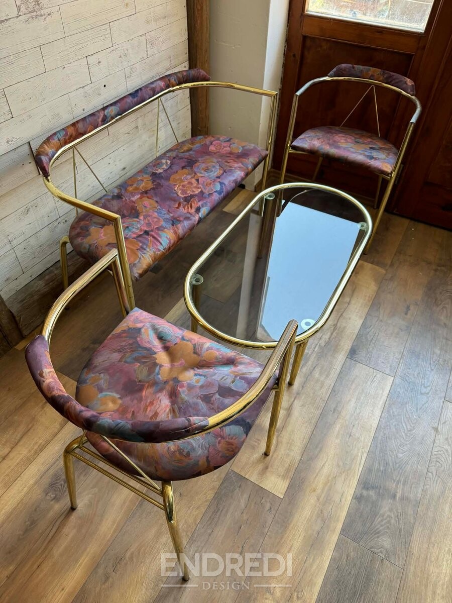 Mid-century modern ülőgarnitúra réz, 1960-as évek, 4 darabos szett - Image 3