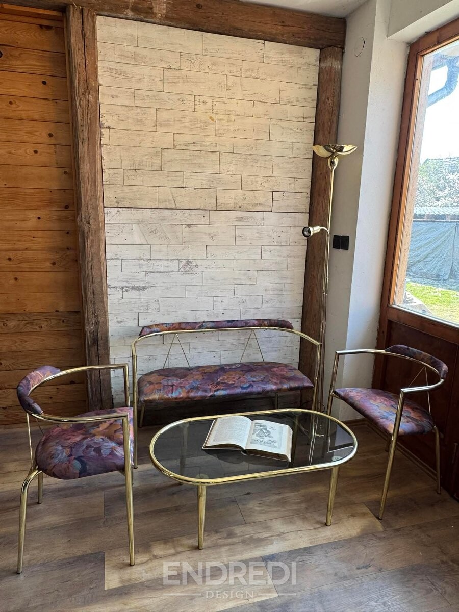 Mid-century modern ülőgarnitúra réz, 1960-as évek, 4 darabos szett - Image 8