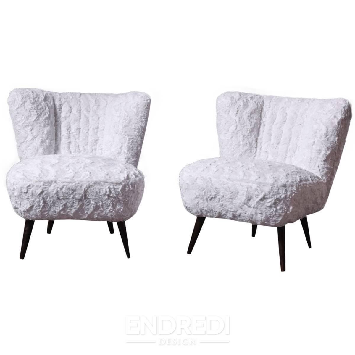 Szett: fehér mű szőrme koktél szék - Image 2