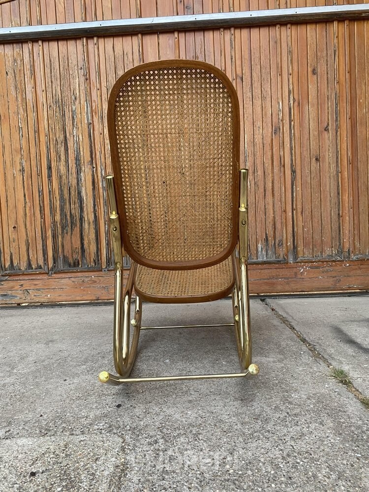 Vintage réz és nád hintaszék, 1950-as évek - Image 6