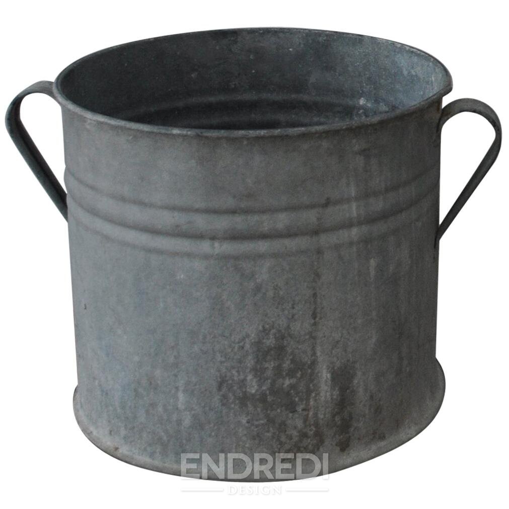 Vintage horganyzott cink kaspó, 1950-as évek - Image 2