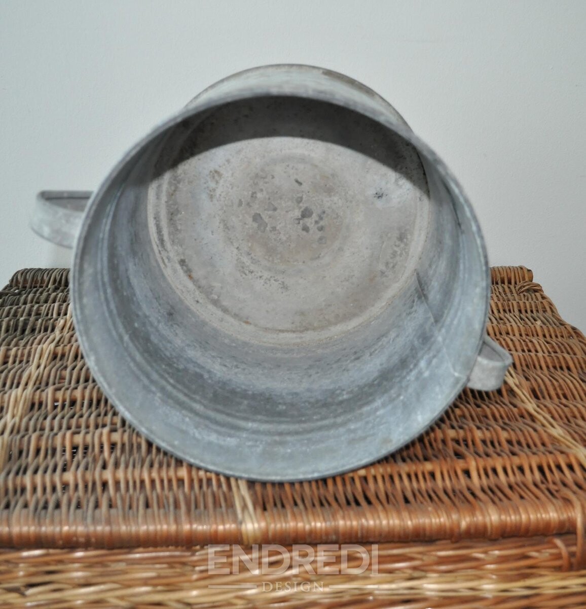 Vintage horganyzott cink kaspó, 1950-as évek - Image 8