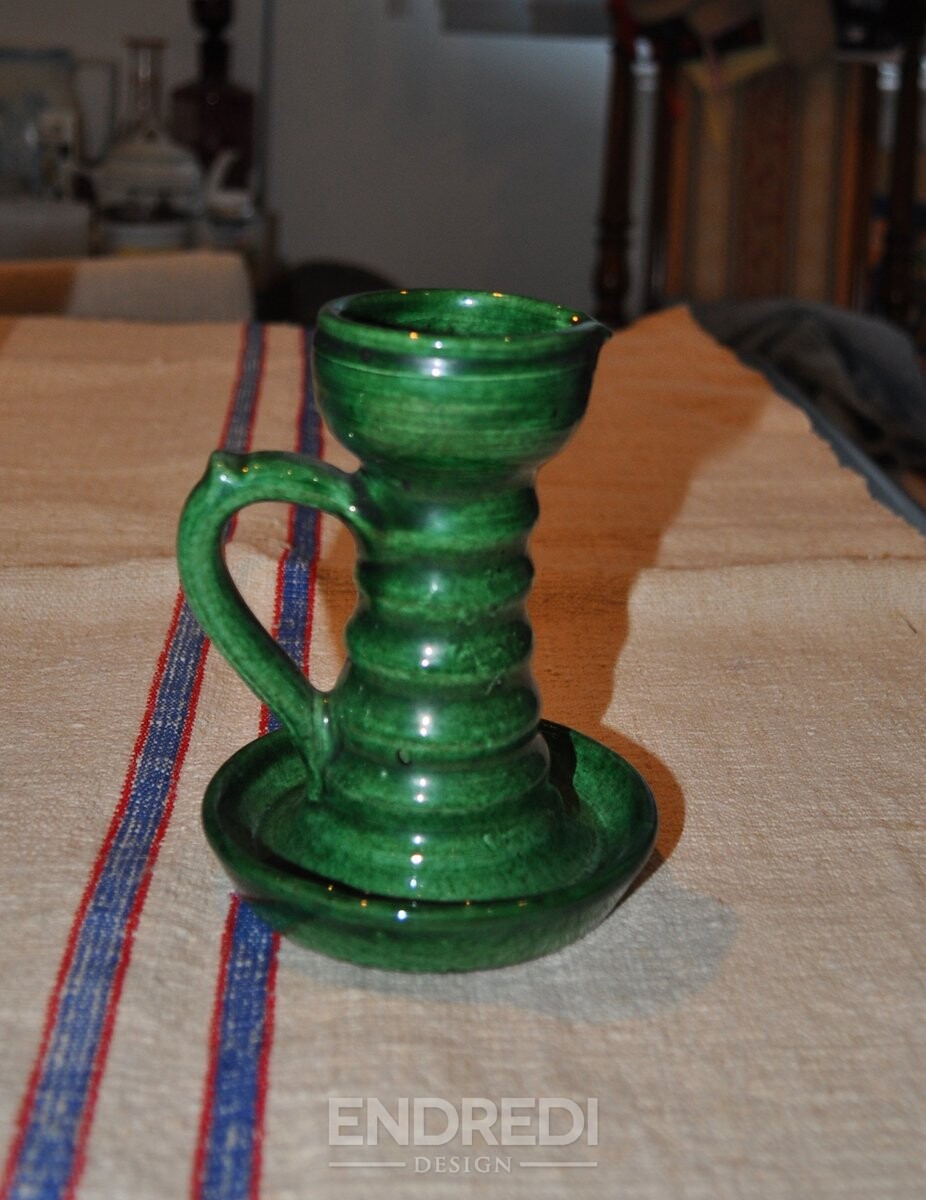Vintage magyar népi mázas kerámia szett, 3 darabos szett - Image 3