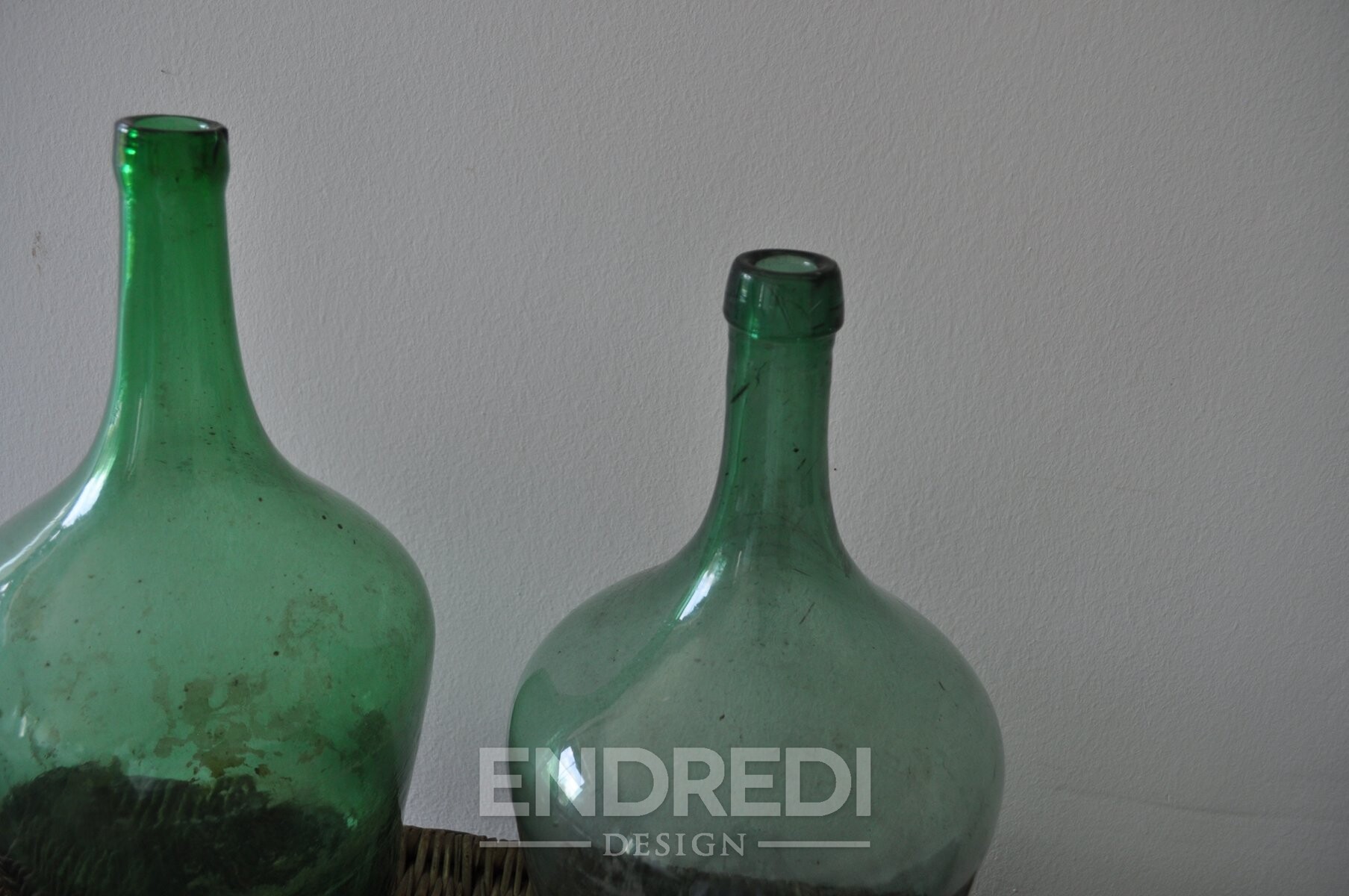 Vintage magyar zöld bor üvegek, 2 darabos szett - Image 3