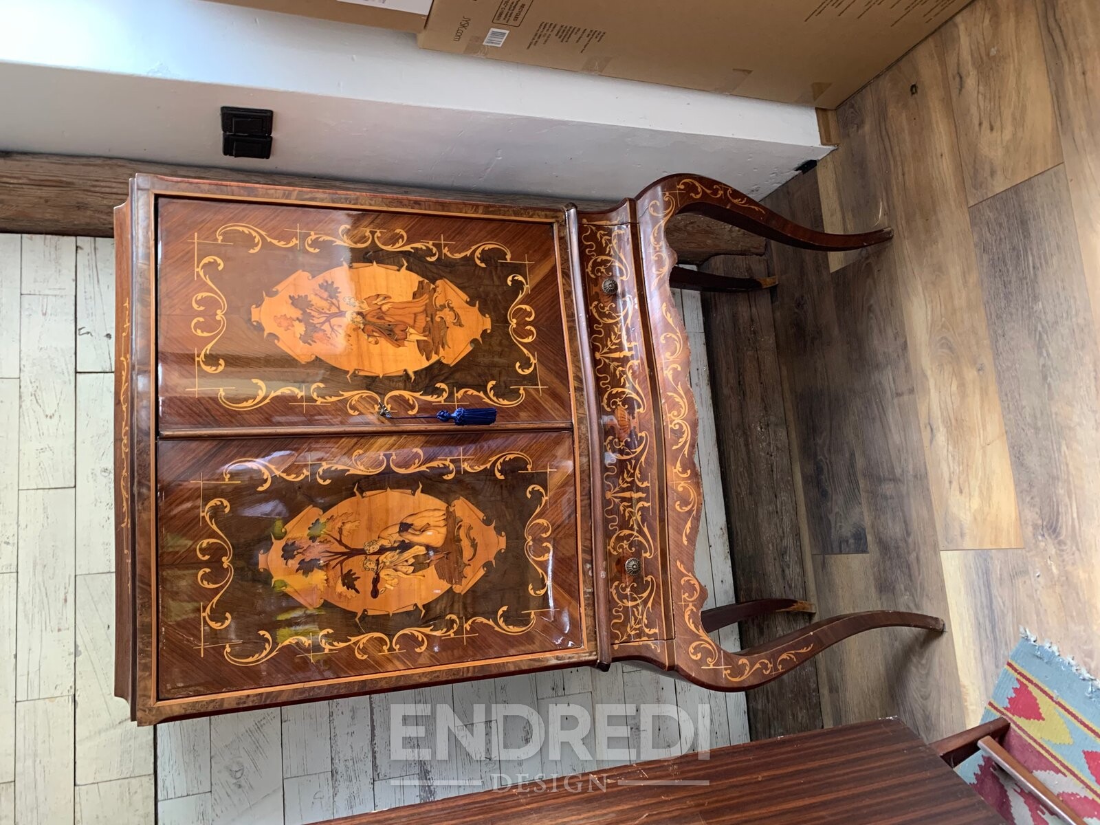 Vintage olasz Inlaid gyökér koktél szekrény, 1950-as évek - Image 2
