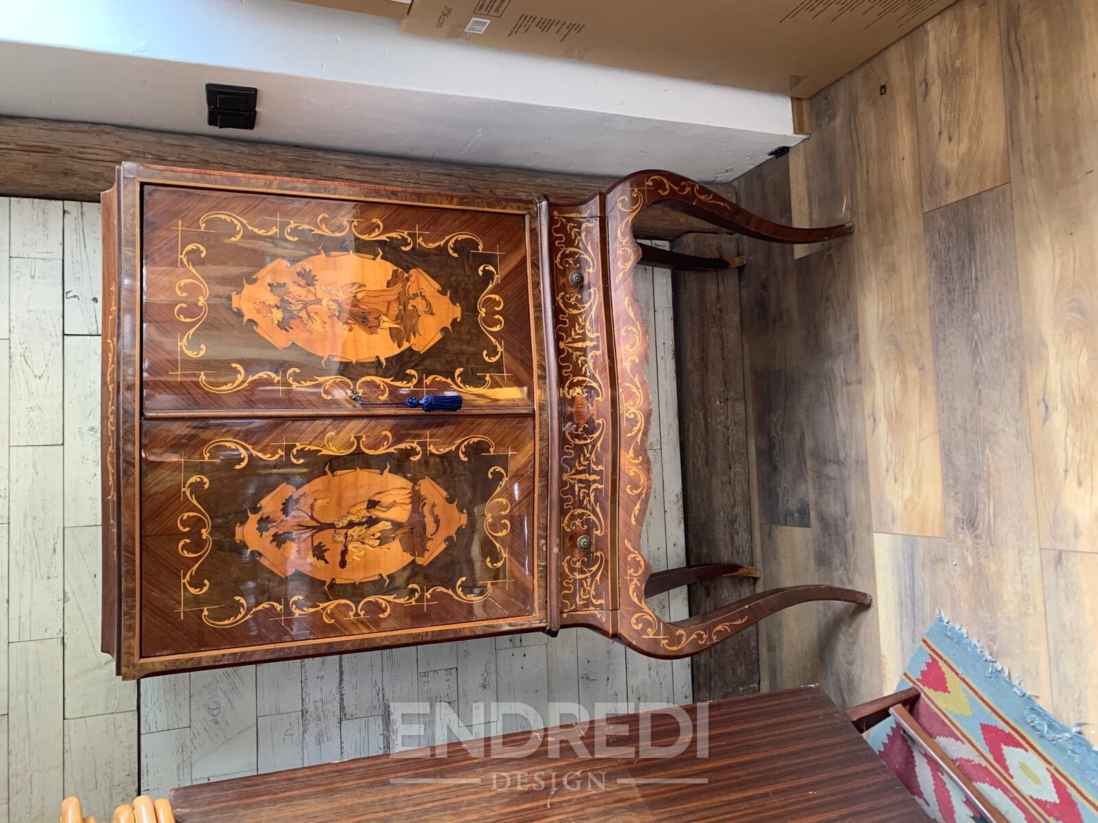 Vintage olasz Inlaid gyökér koktél szekrény, 1950-as évek - Image 3