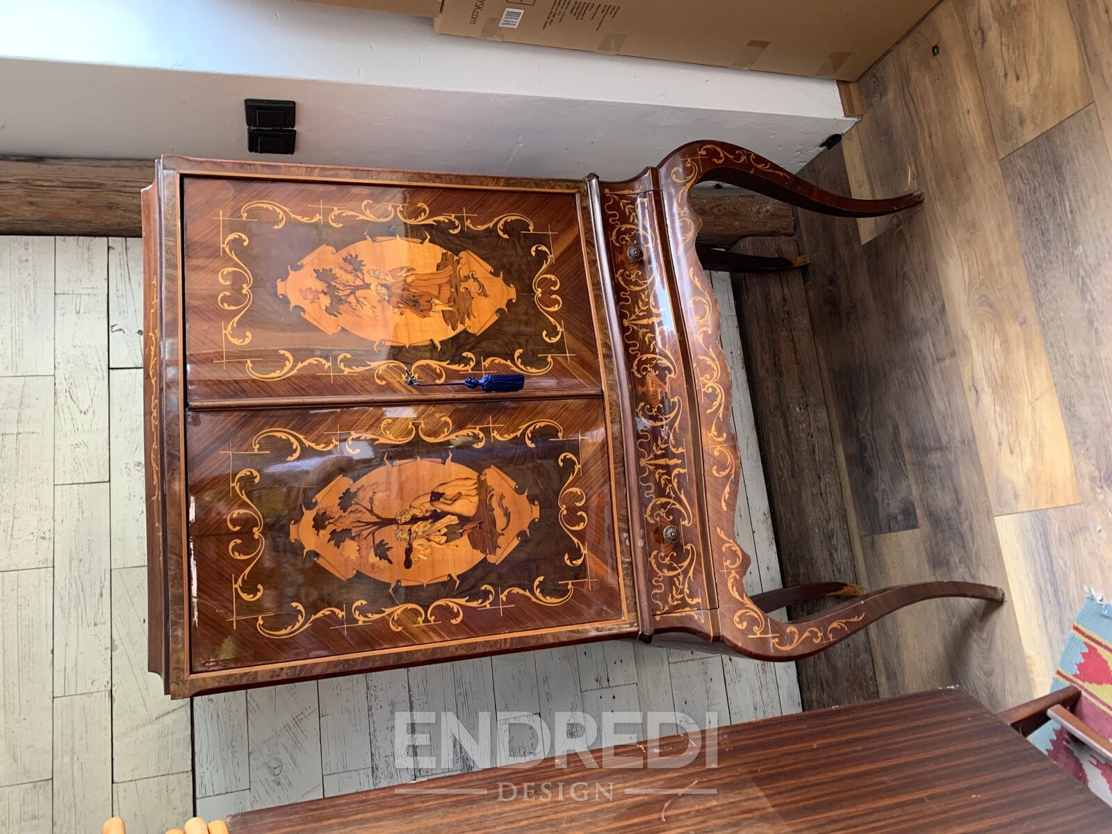 Vintage olasz Inlaid gyökér koktél szekrény, 1950-as évek - Image 4