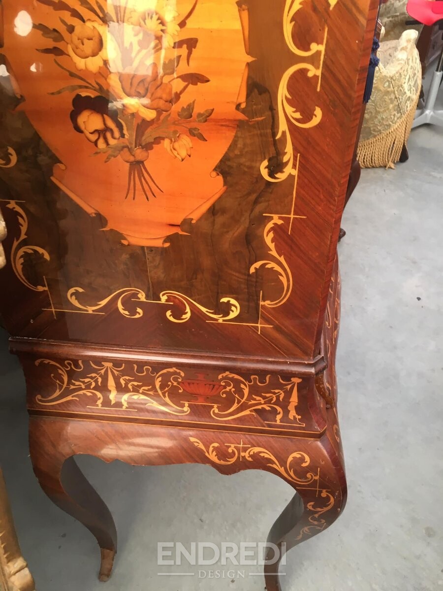 Vintage olasz Inlaid gyökér koktél szekrény, 1950-as évek - Image 6