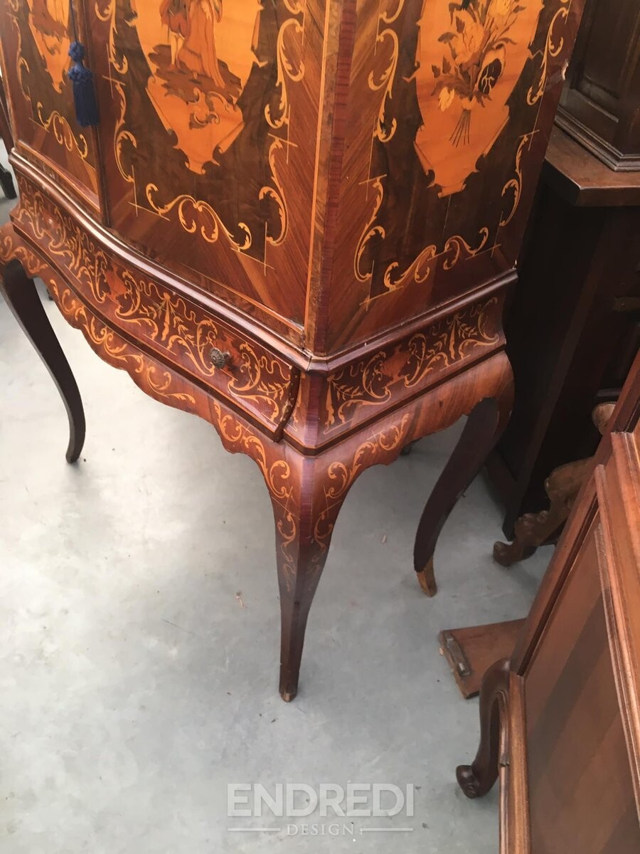 Vintage olasz Inlaid gyökér koktél szekrény, 1950-as évek - Image 8