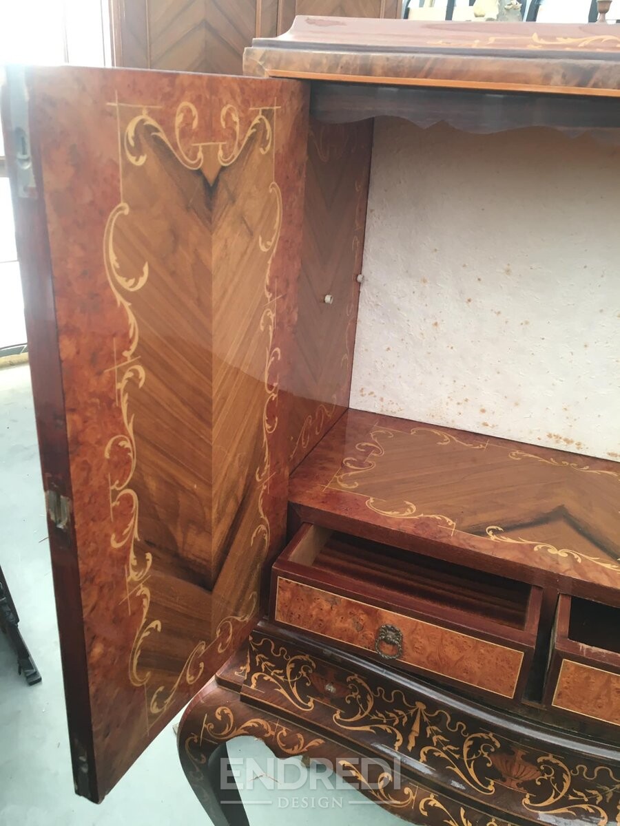 Vintage olasz Inlaid gyökér koktél szekrény, 1950-as évek - Image 9