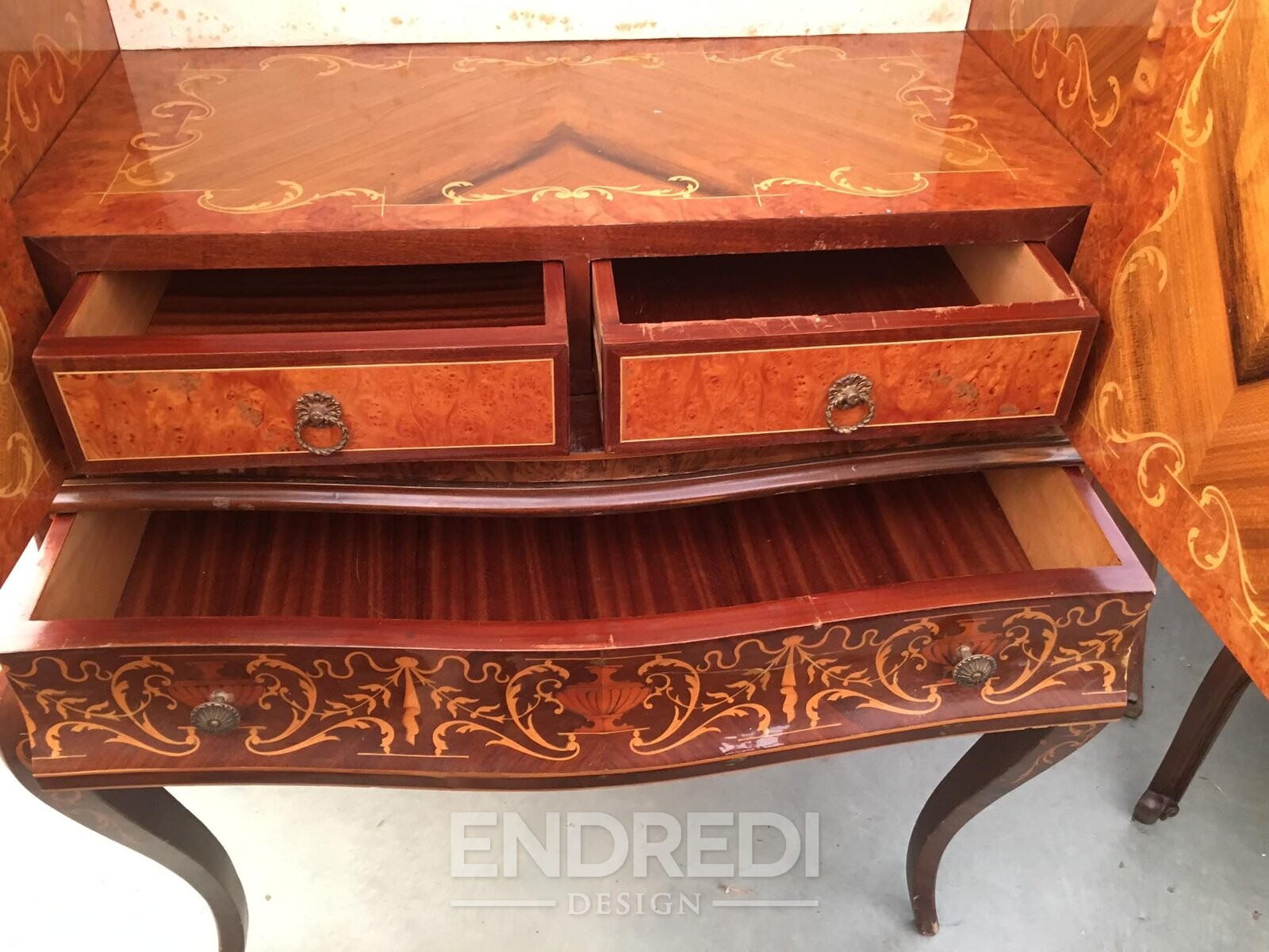 Vintage olasz Inlaid gyökér koktél szekrény, 1950-as évek - Image 10