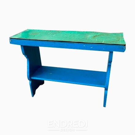 Antik kék festett fa pad