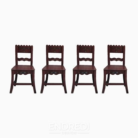 Antik festett fa étkezőszékek, 4 darabos szett