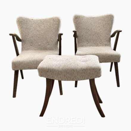 Art deco szék és ülőke, 1940-as évek, 3 darabos szett