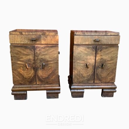 Osztrák art deco ládák dió furnér, 1920-as évek, 2 darabos szett