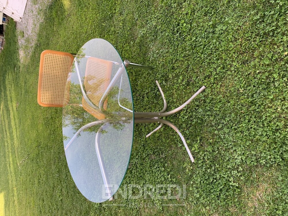 Bauhaus króm és üveg étkezőasztal - Image 4