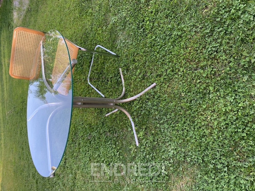 Bauhaus króm és üveg étkezőasztal - Image 5