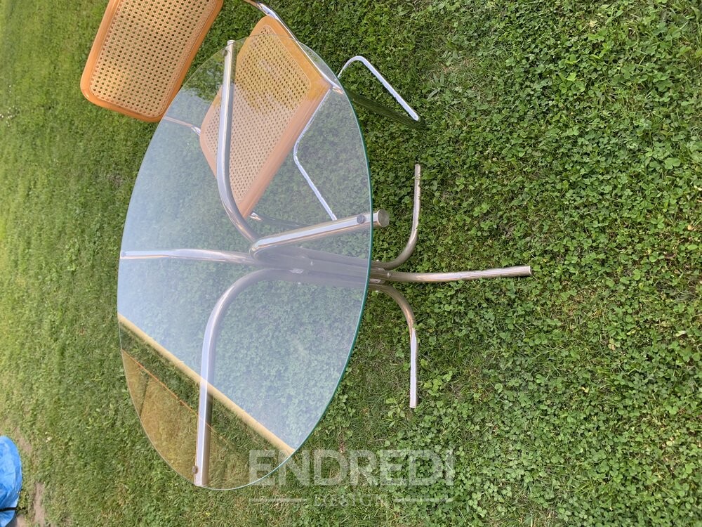 Bauhaus króm és üveg étkezőasztal - Image 8