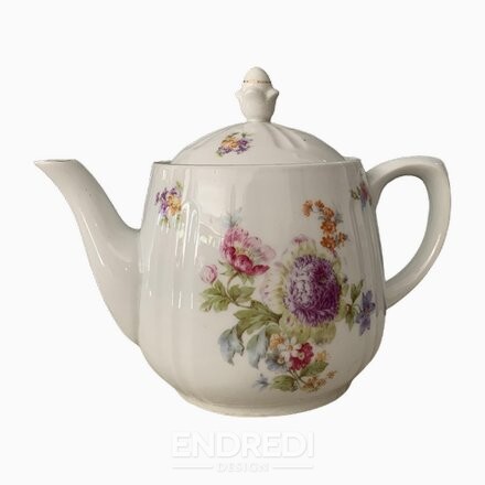 Dohányzó vagy Tea edény — Pastel virág dísz — C.T. Karl Tielsch Altwasser, Németország, 1940-as évek
