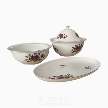 Henneberg porcelán 1777 Dinner szett, 1960-as évek, 3 darabos szett