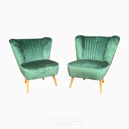 Magyar zöld klubfotel, 1950-as évek, 2 darabos szett