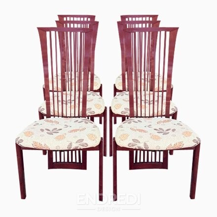 Lakk és szövet étkezőszékek — Pietro Costantini, 1980, 6 darabos szett