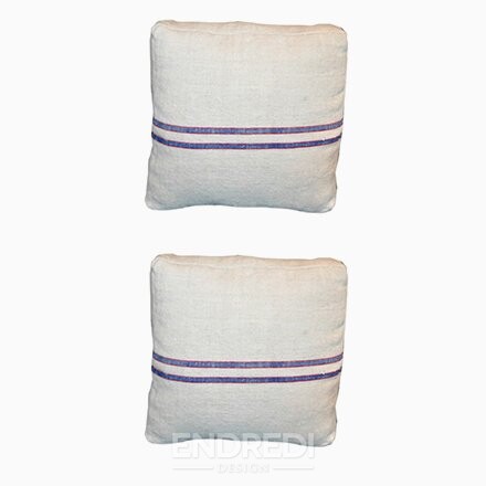 Mid-century kék csíkos párna, 2 darabos szett