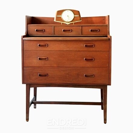 Mid-century íves fésülködőasztal teak — Pull Out tükör