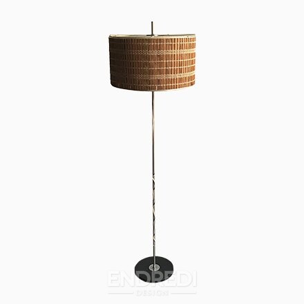Mid-century állólámpa — fa búra, 1950-as évek