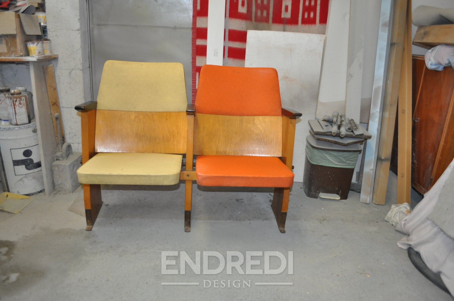 Mid-century magyar 2-üléses mozi pad — Szék és faárúgyár, 1950-as évek - Image 2