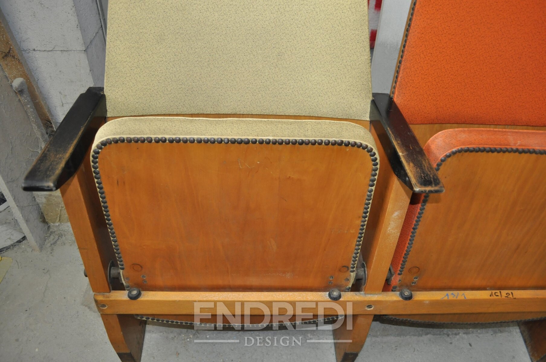 Mid-century magyar 2-üléses mozi pad — Szék és faárúgyár, 1950-as évek - Image 5