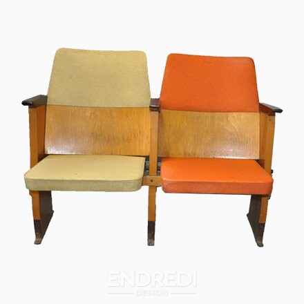 Mid-century magyar 2-üléses mozi pad — Szék és faárúgyár, 1950-as évek