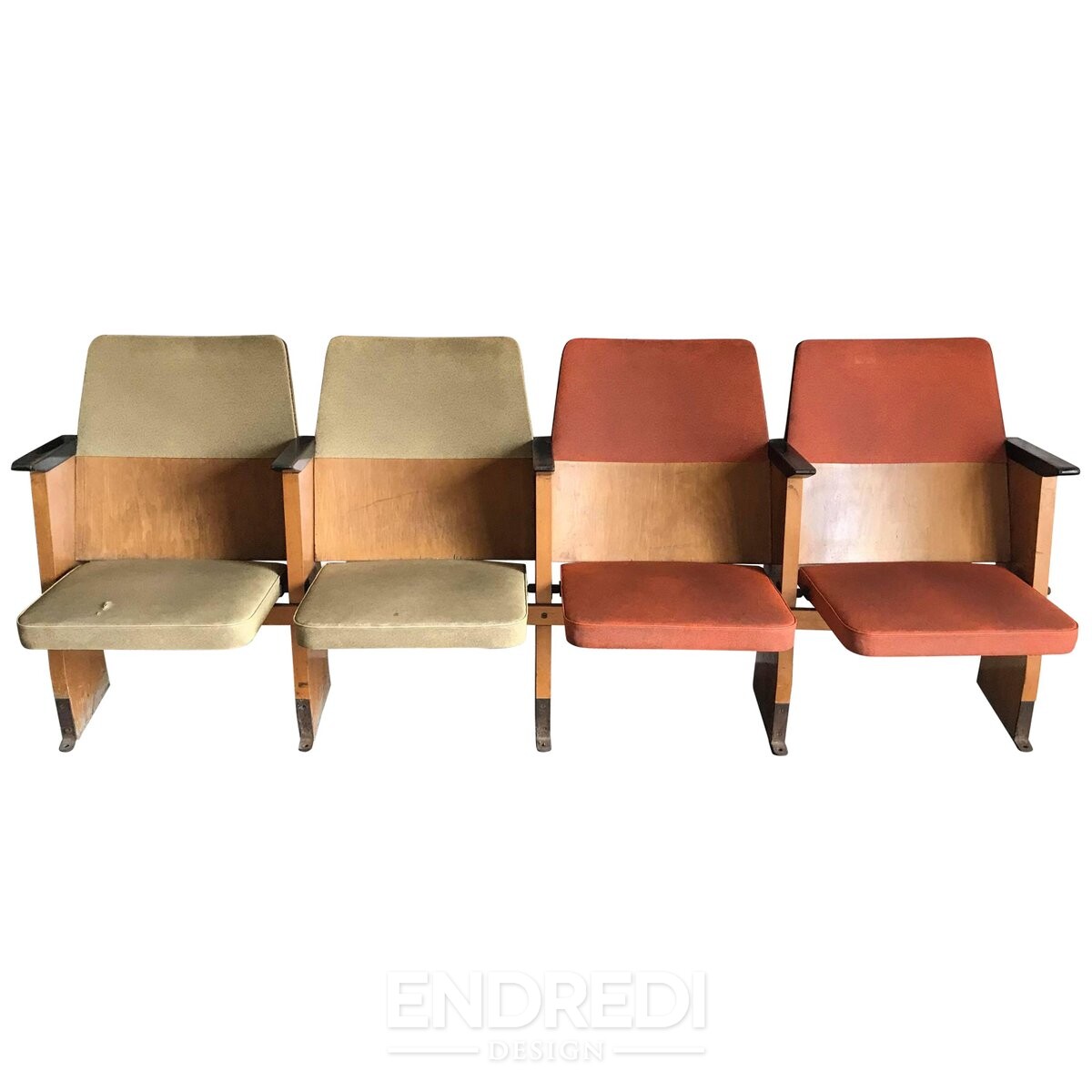 Mid-century magyar 4-üléses mozi pad — Szék és Faárúgyár, 1950-as évek - Image 2