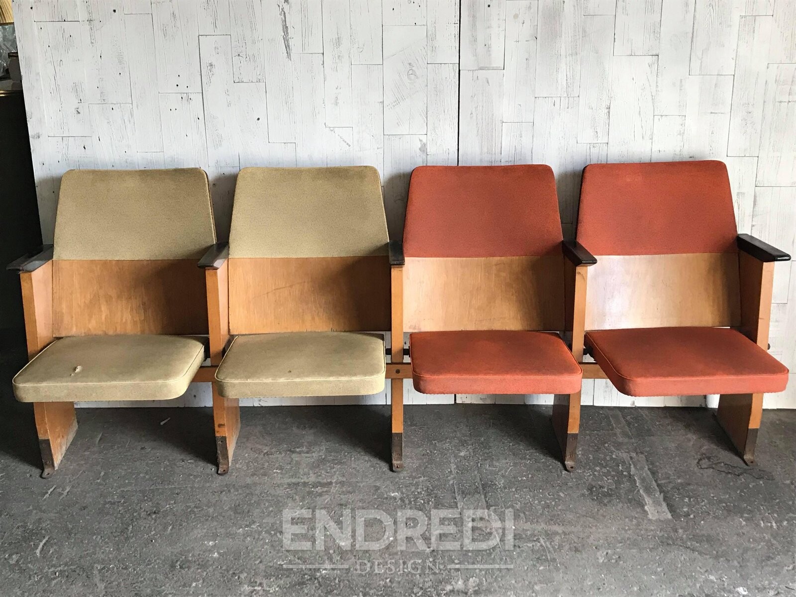 Mid-century magyar 4-üléses mozi pad — Szék és Faárúgyár, 1950-as évek - Image 7