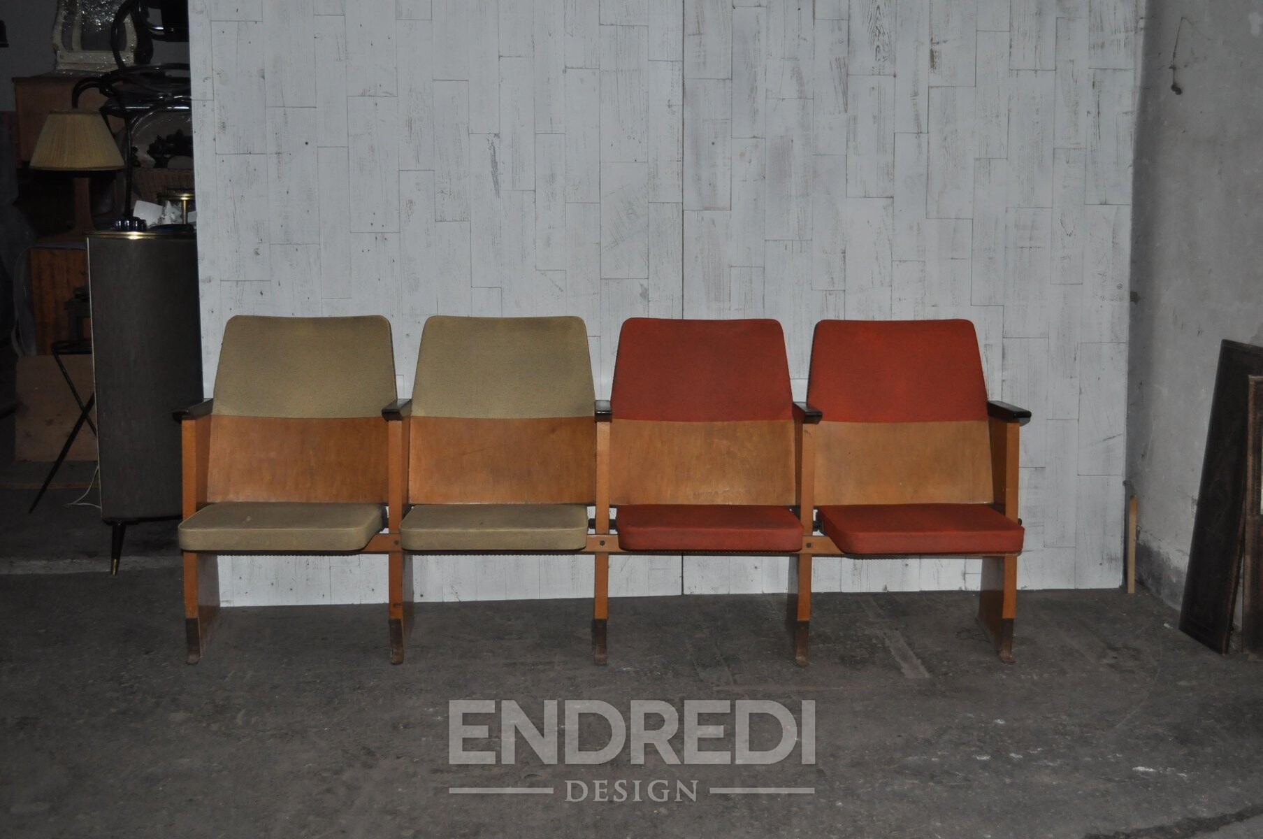 Mid-century magyar 4-üléses mozi pad — Szék és Faárúgyár, 1950-as évek - Image 8