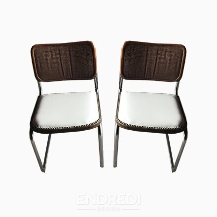 Mid-century modern kárpitozott króm étkezőszékek, 1970-as évek, 4 darabos szett