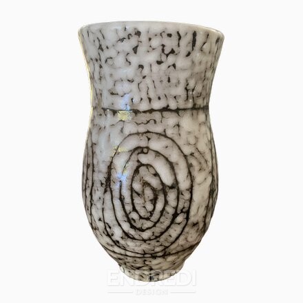 Mid-century Modernist fehér és Earth Toned kerámia váza, 1960-as évek