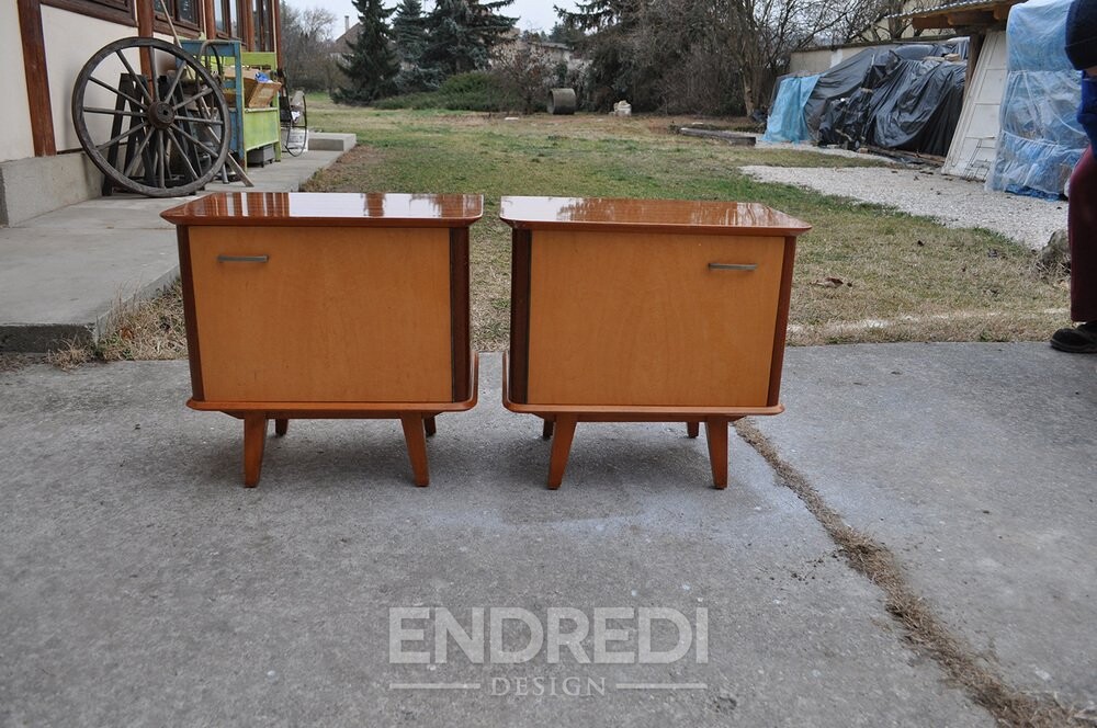 Mid-century éjjeliszekrény, 1950-as évek, 2 darabos szett - Image 2