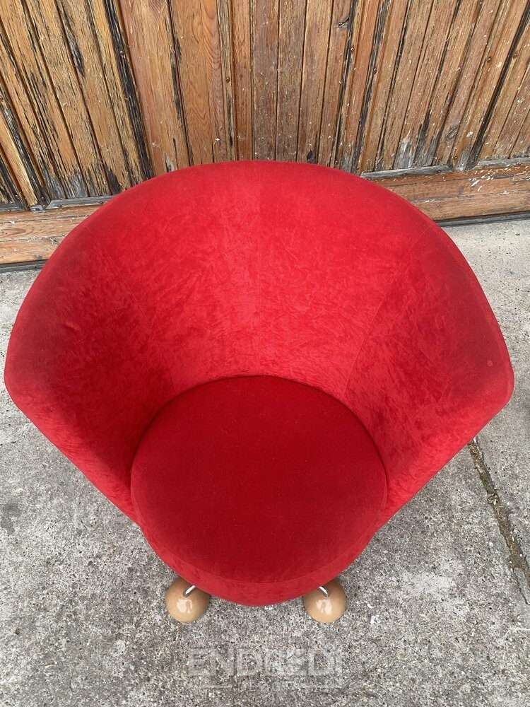 Mid-century piros karosszék — Special láb, 1950-as évek - Image 2