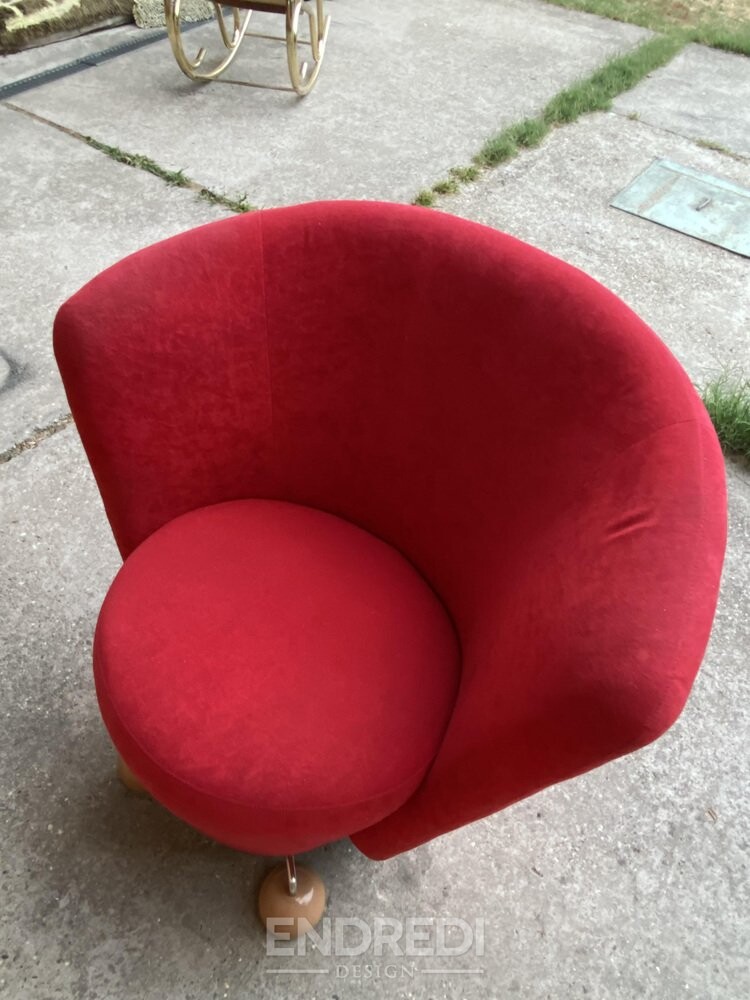 Mid-century piros karosszék — Special láb, 1950-as évek - Image 5