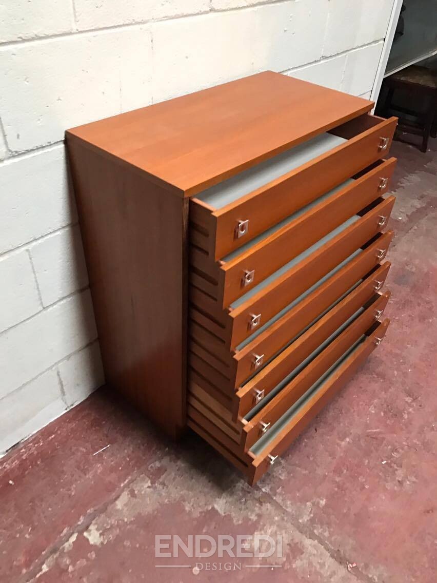 Mid-century teak láda fiókokkal, 1960-as évek - Image 6