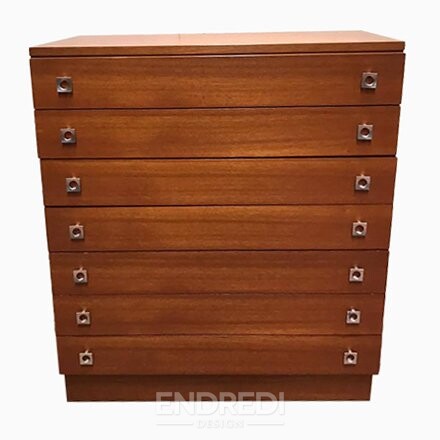 Mid-century teak láda fiókokkal, 1960-as évek